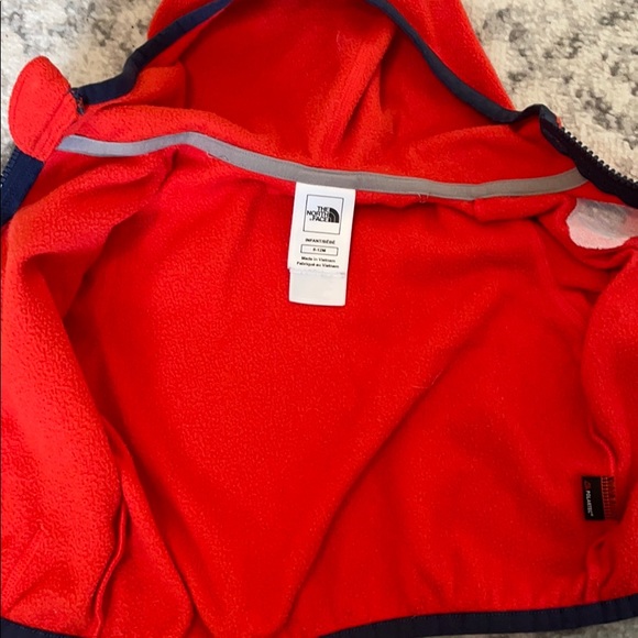 North Face orange 6-12 months fleece toddler coat EUC - Picture 3 of 6